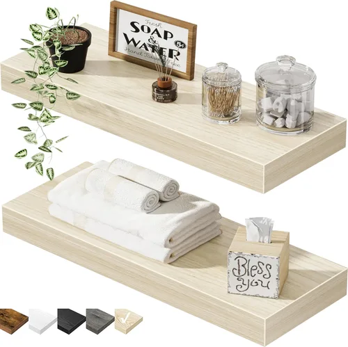 Miniatura 14 de QEEIG Estantes flotantes para pared de 23.6 pulgadas de largo, estante montado en la pared, baño, cocina, sala de estar, dormitorio, granja, A.