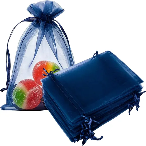 Miniatura 15 de Bolsas de Regalo de Organza 100 Piezas con Cordón 4x6 pulgadas Azul Marino para Baby Shower, Cumpleaños de Niña, Recuerdos de Fiesta, Boda