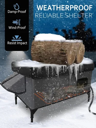Miniatura 3 de Casa Calentada para Gatos de Exterior Aislada en Invierno, Súper Grande, Completamente Impermeable, Toldo Ajustable, Puerta de Escape, Refugio