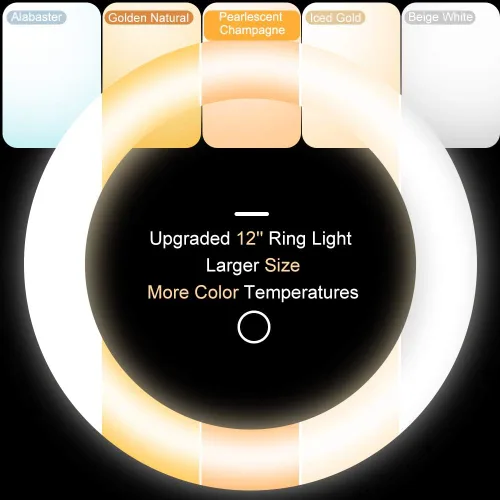 Miniatura 3 de UBeesize Anillo de luz para selfie de 12" con trípode Pro S para teléfono