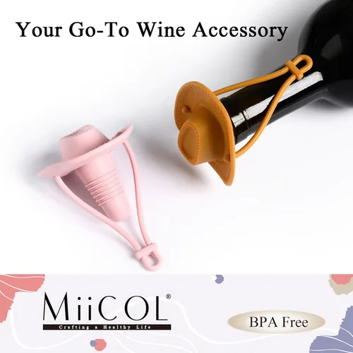 Miniatura 5 de Miicol Tapones de vino, tapón Prosecco, tapón de silicona para botella de vino, tapón de champán con sombrero de vaquero, accesorios de vino, regalo