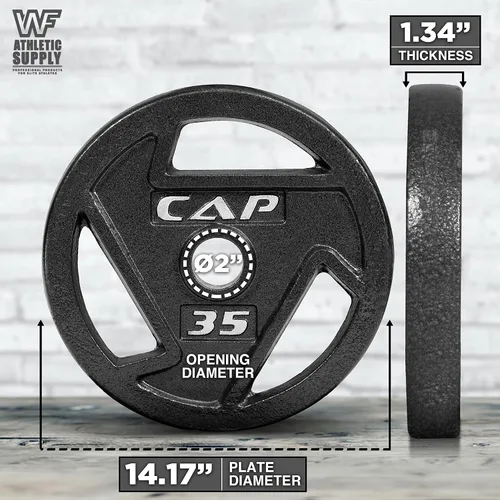Miniatura 2 de WF Athletic Supply - Disco de hierro fundido, placa de agarre olímpico de 2 pulgadas para entrenamiento de fuerza, tonalidad muscular, pérdida