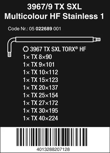 Miniatura 2 de WERA 05022689001 3967/9 TX SXL Multicolor HF Inoxidable 1 L Juego de llaves con función de sujeción, Inoxidable, 9 Piezas