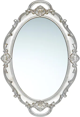 LONGWIN Espejo ovalado vintage para decoración de pared, pequeños espejos colgantes ornamentados para sala de estar/dormitorio, bandeja de Plata