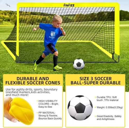 Miniatura 4 de Portería de fútbol, portería de fútbol para patio trasero, juego de red de fútbol portátil desplegable de 6 x 4 pies, equipo de entrenamiento