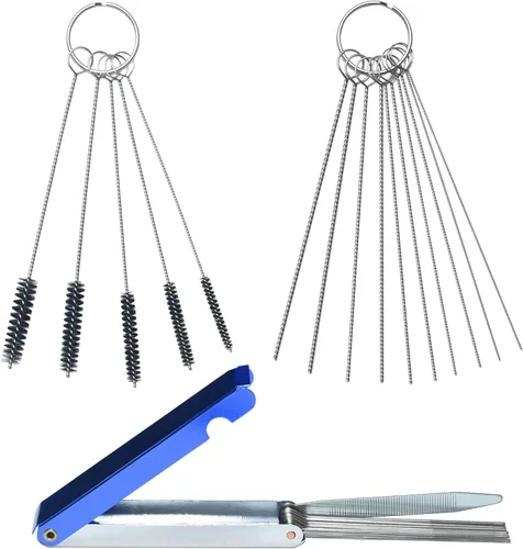 Miniatura 8 de Limpiador de chorro de suciedad de carbón para carburador, juego de 10 agujas de limpieza + 5 cepillos de nylon para motocicleta, ATV, ciclomotor