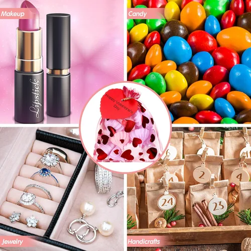 Miniatura 7 de Windyun 300 bolsas de regalo para el día de San Valentín, bolsas de dulces de San Valentín, bolsa con cordón de corazón, regalos para el día de San