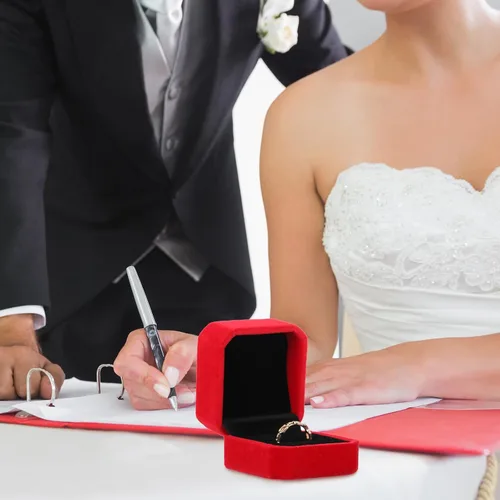 Miniatura 4 de Yaomiao Caja de terciopelo para anillos de boda, caja de anillos de compromiso, cajas de joyería, caja de embalaje para anillo, soporte