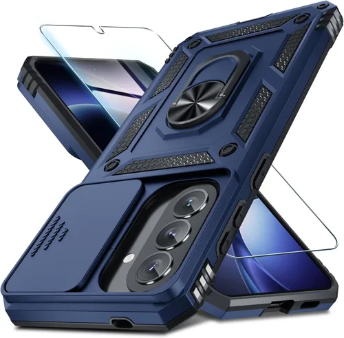Miniatura 15 de Janmitta Compatible con Galaxy A15 5G Funda con Cubierta Deslizante Integrada para Lente de Cámara + Protector de Pantalla + Soporte de Anillo
