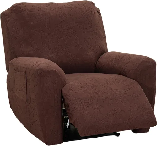 Miniatura 61 de CRFATOP Funda para sillón reclinable con estampado floral con bolsillos, funda única para sillón reclinable, 4 piezas, funda para sillón reclinable