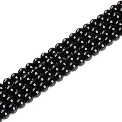 Miniatura 3 de Cuentas sueltas de ágata natural negra de 0.315 in Cuentas redondas de piedra para hacer pulseras joyería aprox. 48/pcs