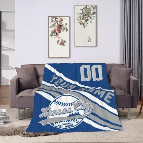 Miniatura 34 de Wream Manta personalizada para fanáticos de la cama, regalo de béisbol con nombre y número de ciudad de béisbol, manta de forro polar de invierno