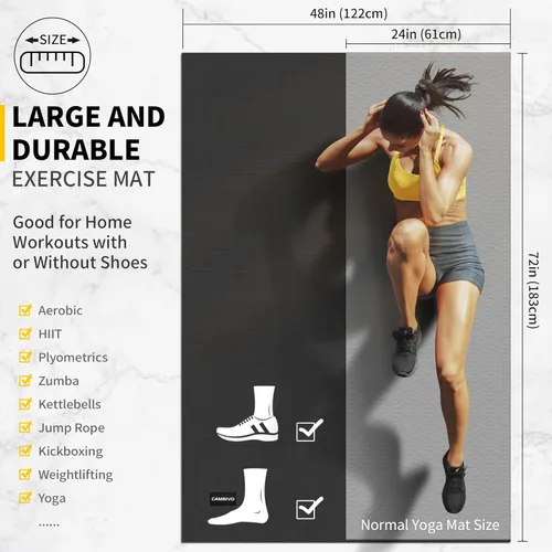 Miniatura 3 de CAMBIVO Alfombrillas de ejercicio grandes para entrenamiento en casa, 8 x 6 pies/7 x 5 pies/6 x 4 pies (0.276 in) extra gruesas para gimnasio