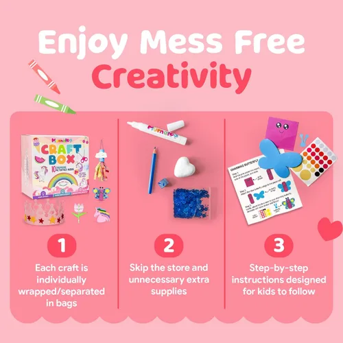 Miniatura 4 de Caja de manualidades de unicornio Mumaloo - 10 divertidas artes y manualidades para niños, sin desorden, educativo, proyectos de arte de sirena, kit
