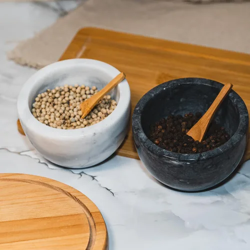 Miniatura 5 de Azucarero con tapa, contenedor de azúcar de mármol con madera de acacia natural, bodega de sal con tapa, tarro de azúcar, recipiente de sal, Gris