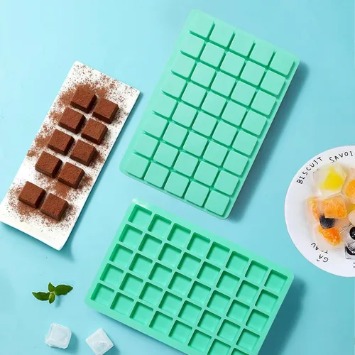 Miniatura 2 de Paquete de 2 moldes cuadrados de silicona para chocolate, moldes de silicona para caramelo de 40 cavidades para chocolate, cubitos de hielo