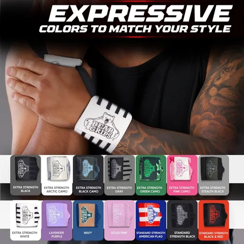 Miniatura 5 de Bear Grips Muñequeras para levantamiento de pesas Correas de muñeca para levantamiento de pesas Muñequeras de gimnasio extra fuertes Dos