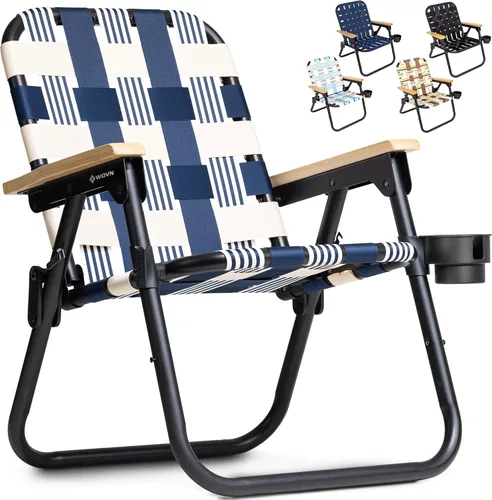 GoSports WOVN - Silla de playa tipo mochila – 9 estilos disponibles – Silla de camping plegable de primera calidad Lido