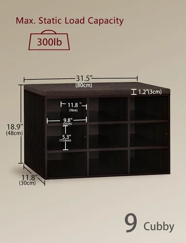 Miniatura 3 de DINZI LVJ Banco para zapatos, organizador de zapatos de 9 compartimentos para entrada, banco de almacenamiento con cojín, estante para zapatos