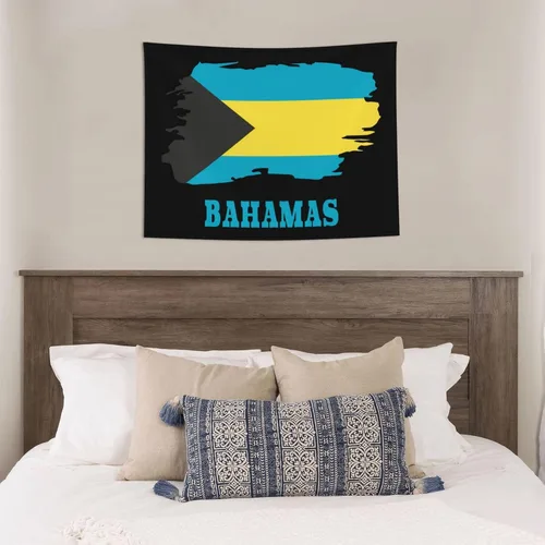 Miniatura 5 de Tapiz de decoración de pared, diseño de bandera de mapa de Bahamas, tapiz para colgar en la pared, manteles de arte hippie de 29 x 37 pulgadas