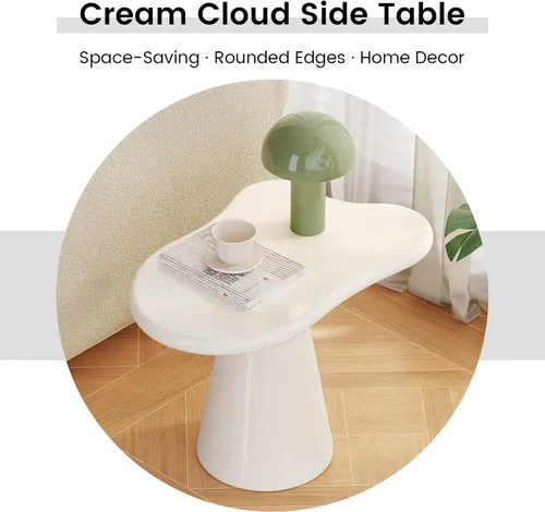 Miniatura 4 de Mesa auxiliar de forma irregular, mesa de cóctel moderna para sala de estar de espacio pequeño, mesa auxiliar con base de pedestal cónica, altura