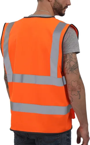Miniatura 2 de Dib Safety - Chaleco reflectante ANSI clase 2, chaleco de alta visibilidad con bolsillos y cremallera, ideal para trabajo en construcción, alta