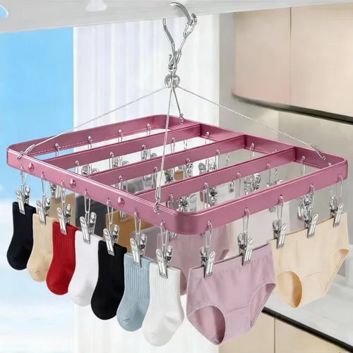 Miniatura 3 de Perchas para pantalones, perchas de secado de ropa, perchas de metal con 36 clips a prueba de viento, gancho plegable para ropa interior para jeans