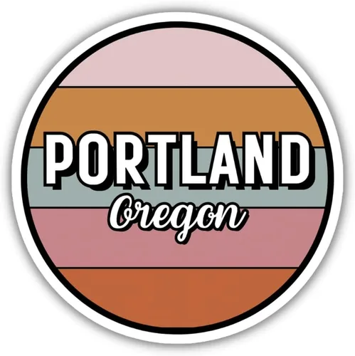 Portland Oregon Travel Sticker, 2.5" Multiple Colors, Laptop Water Bottle Planner Journal, Collectible Places I've Been, Luggage Decal (Retro)