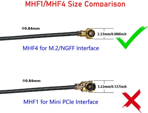 Miniatura 4 de Antena WiFi 6E U.FL MHF4 Tri-Band 6GHz 5GHz 2.4GHz Antenas Wi-Fi Internas para Laptop para Tarjeta M.2 NGFF AX200 AX210 1675X