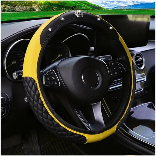 Miniatura 20 de Funda brillante para volante de automóvil, protector de cuero con diamantes de imitación de cristal para automóvil, accesorios de decoración
