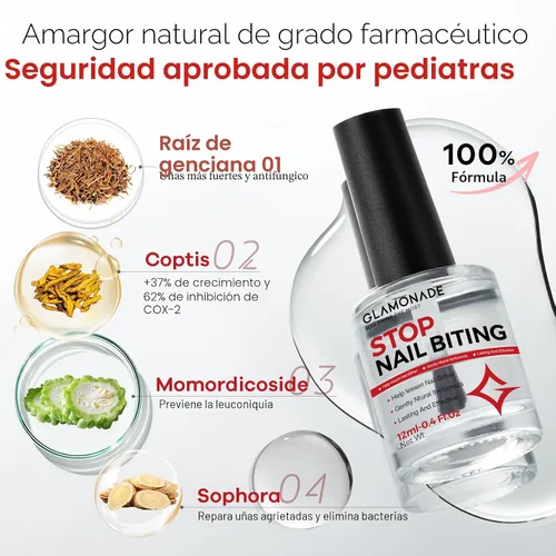 Miniatura 7 de Glamonade Prevención de mordeduras de uñas para niños: 0.4 fl oz de esmalte de uñas extra amargo sin mordeduras, disuasorio de succión de pulgar 48H
