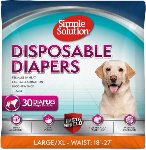Miniatura 8 de Simple Solution - Pañales desechables para perras Super absorbentes, a prueba de fugas Para hembras en celo, que se orinan por la emoción