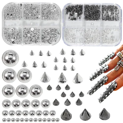 Miniatura 7 de WOKOTO 600 dijes de uñas de pirámide punk dorados, remaches de pirámide de oro 3D para uñas, tachuelas de metal punk, dijes de uñas góticas
