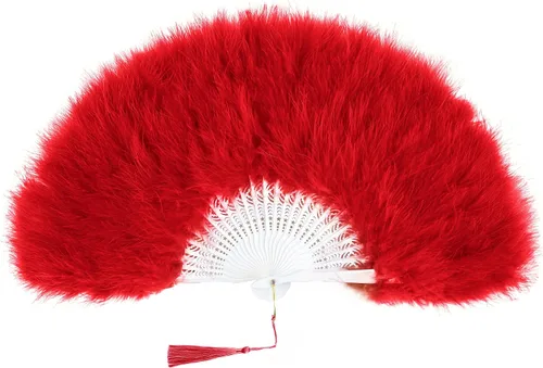 Miniatura 10 de BABEYOND Abanico de plumas de marabú estilo vintage de los años 20, abanico plegable de mano, para disfraz, baile, espectáculo, fiesta de té, Negro