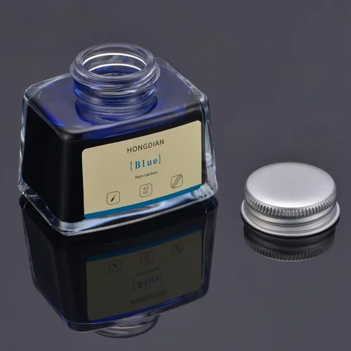 Miniatura 3 de Asvine Hongdian Pluma estilográfica con tinta embotellada Azul, Botella de tinta de 60ml para pluma estilográfica sin carbono