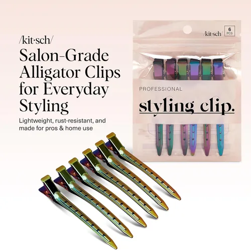 Miniatura 2 de Kitsch Pinzas de cocodrilo profesionales para peinar el cabello, clips de aluminio de 3.5 pulgadas para aplicaciones de salón y maquillaje, ligeros