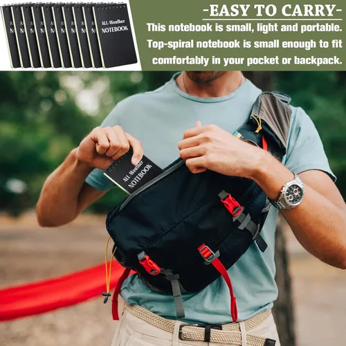 Miniatura 5 de Chinco 20 blocs de notas para todo tipo de clima, 3 x 5 pulgadas, bolsillo impermeable, bloc de notas táctico en espiral, cubierta resistente a