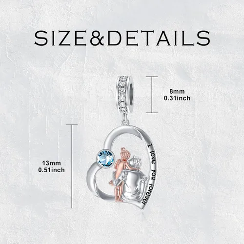 Miniatura 108 de PROESS Dije para padre, madre e hija, pulsera de plata de ley para pulseras, regalos de cumpleaños, día de San Valentín, para hija, madre, amante