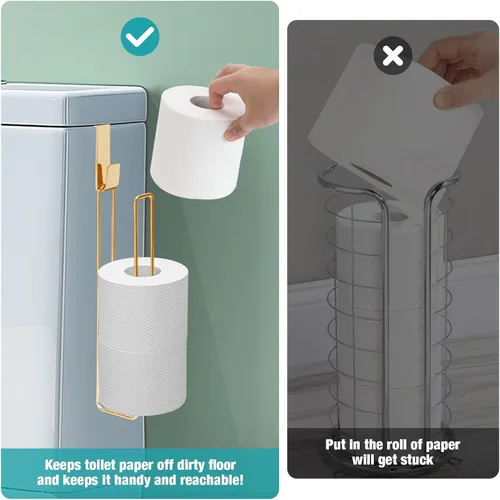 Miniatura 29 de Conworld Soporte de pared para almacenamiento de papel higiénico, dispensador portarrollos de papel higiénico sobre el tanque de reserva