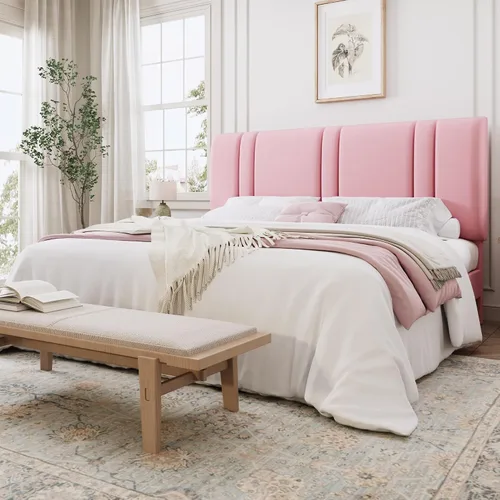 Miniatura 14 de SHA CERLIN Base de cama de plataforma de tamaño completo, cama tapizada de terciopelo con cabecera ajustable, diseño capitoné de canal vertical
