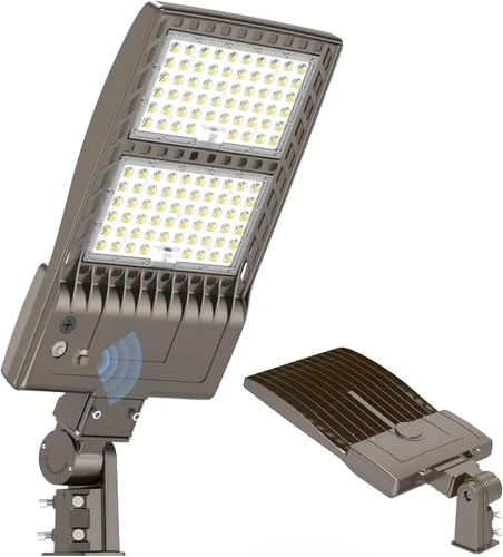 KUKUPPO Luz LED de estacionamiento de 400 W, potencia ajustable, luz de poste Shoebox LED del anochecer al amanecer, iluminación de estacionamiento