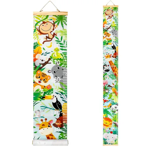 HIFOT Tabla de crecimiento para niños, tabla de medición de altura, reglas de lona de animales de la selva para colgar en la pared para decoración