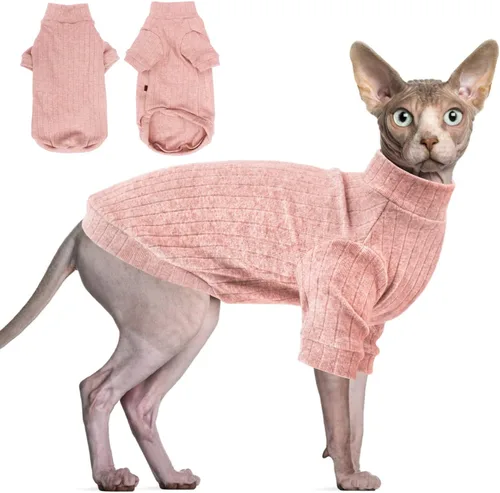 Miniatura 3 de Idepet Sphynx Suéter Camisa para Gatos sin Pelo Gatitos Ropa Suave para Cachorros Pullover Pijamas Lindas para Gatos Mono de Algodón Vestimenta