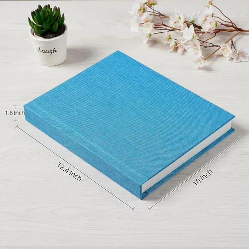 Miniatura 2 de Álbum de fotos Pssoss 8x10 con espacio para escribir, cubierta de lino, álbum de fotos 8x10, libro de fotos con capacidad para 20 fotos, ideal