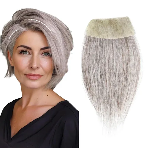 Miniatura 20 de Reemplazo de cabello humano con cicatrices, quemaduras accidentales sin vello para hombres y mujeres, pérdida de línea de cabello, cinta recta