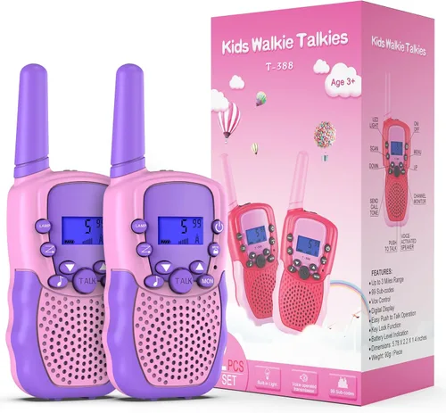 Miniatura 9 de Selieve Juguetes para niños y niñas de 3 a 12 años, Walkie Talkies para niños de 22 canales, juguete de radio de 2 vías con linterna LCD