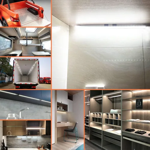 Miniatura 6 de Barra de luz LED impermeable de 12V, tira de luz LED de 12V 54 LEDs 7000K color blanco luz LED interior para gabinete en remolque cerrado DIY
