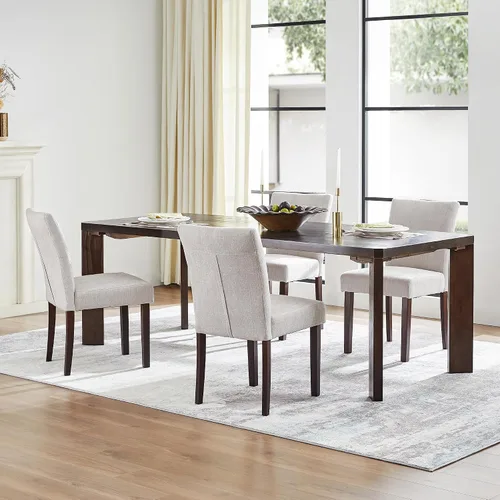 Miniatura 18 de Watson & Whitely Juego de 6 Sillas de Comedor Tapizadas, Sillas de Comedor de Tela sin Brazos con Patas de Madera Maciza y Respaldo para Cocina