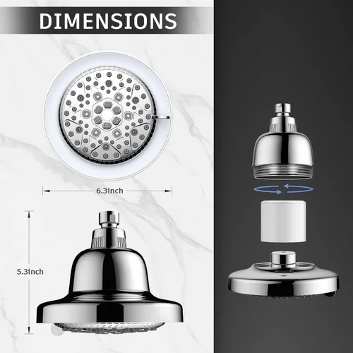 Miniatura 8 de FEELSO Cabezal de ducha filtrado con LED que cambia de color, 7 modos, cabezal de ducha de lluvia de alta presión con filtros, cabezal de ducha