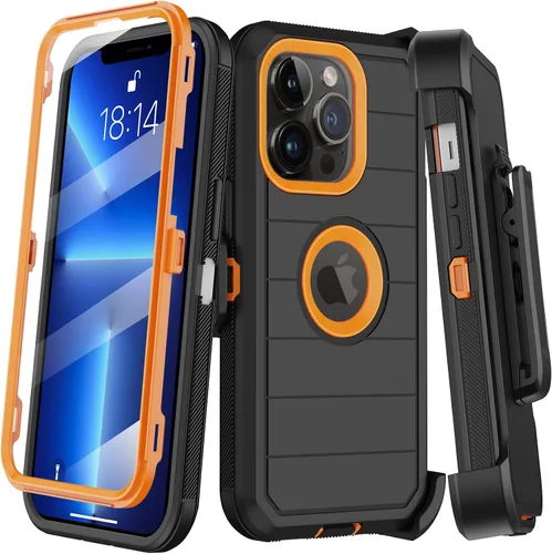 Miniatura 16 de KECAI Funda para iPhone 13 Mini con Protector de Pantalla Integrado, Funda con Clip para Cinturón, Resistente de Servicio Pesado a Prueba de Golpes